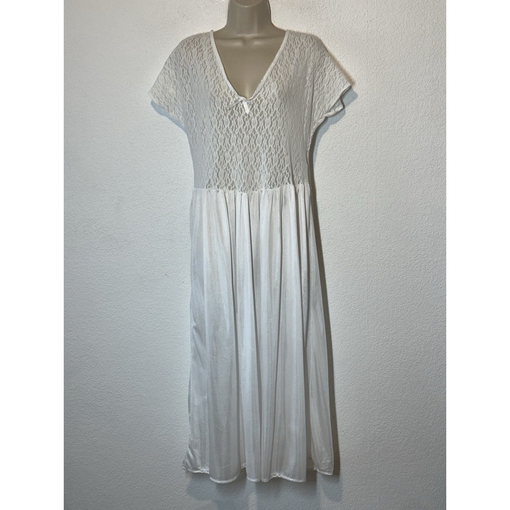 Vintage 80s Lace White Nightgown Smart Fit Lingerie Sz 3X Modest Bridal